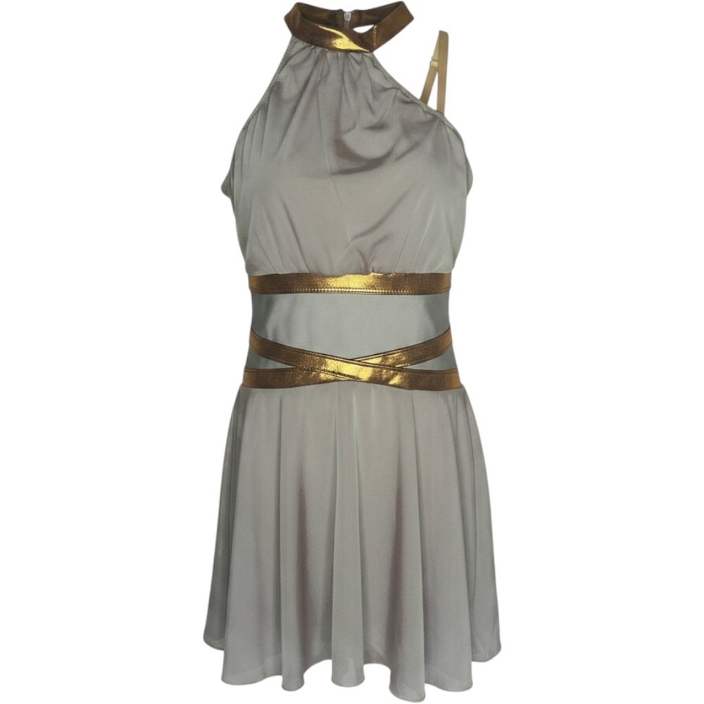 Revolution Dancewear Iced Sage Gold Lyrical Dance Costume Dress 793 Medium Adult